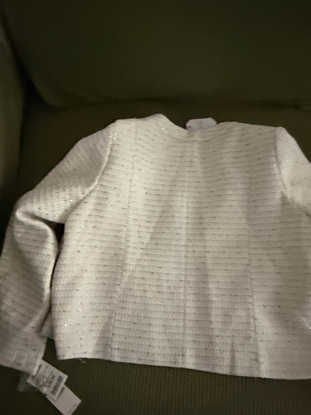 Nanette Lepore Cream Textured Tweed Cropped Blazer - Picture 3 of 3